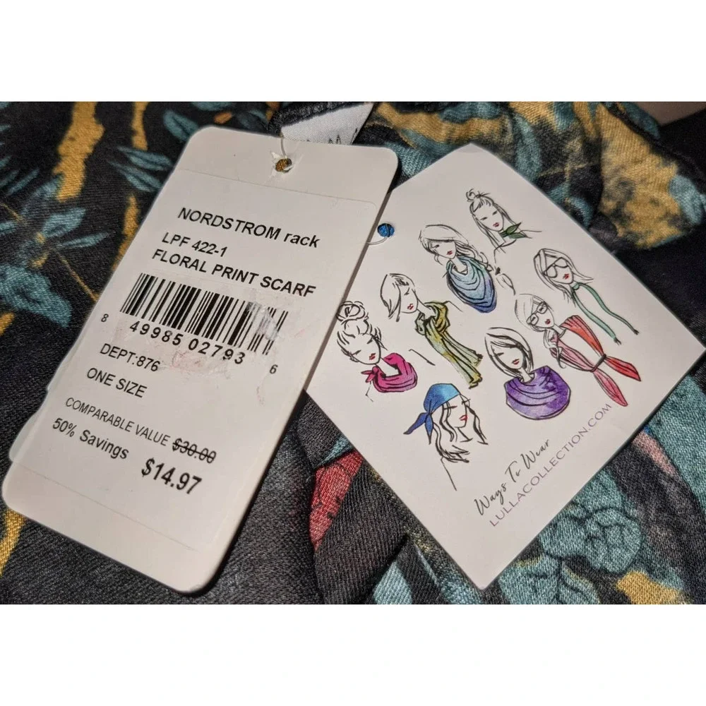 Bindya Lulla Connection Scarf Shawl Black Blue Red Multicolor Floral